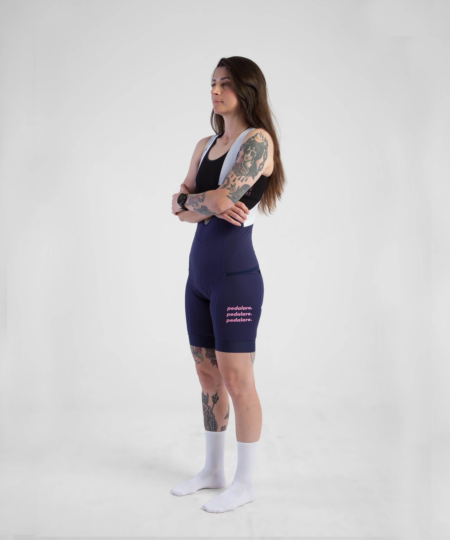 Women's Classico Cargo Navy/Pink Bib Shorts