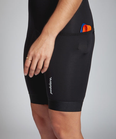 Women's Classico Cargo Black Bib Shorts